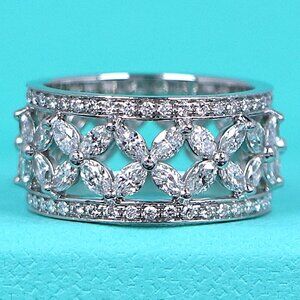23525 Tiffany & Co. Victoria Platinum Diamond Eternity 10mm Band Ring 5.75